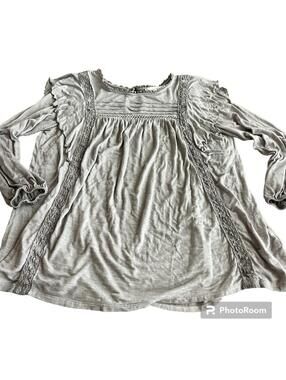 Knox Rose Gray Knit Long Sleeve Top Size S Back Button Closure